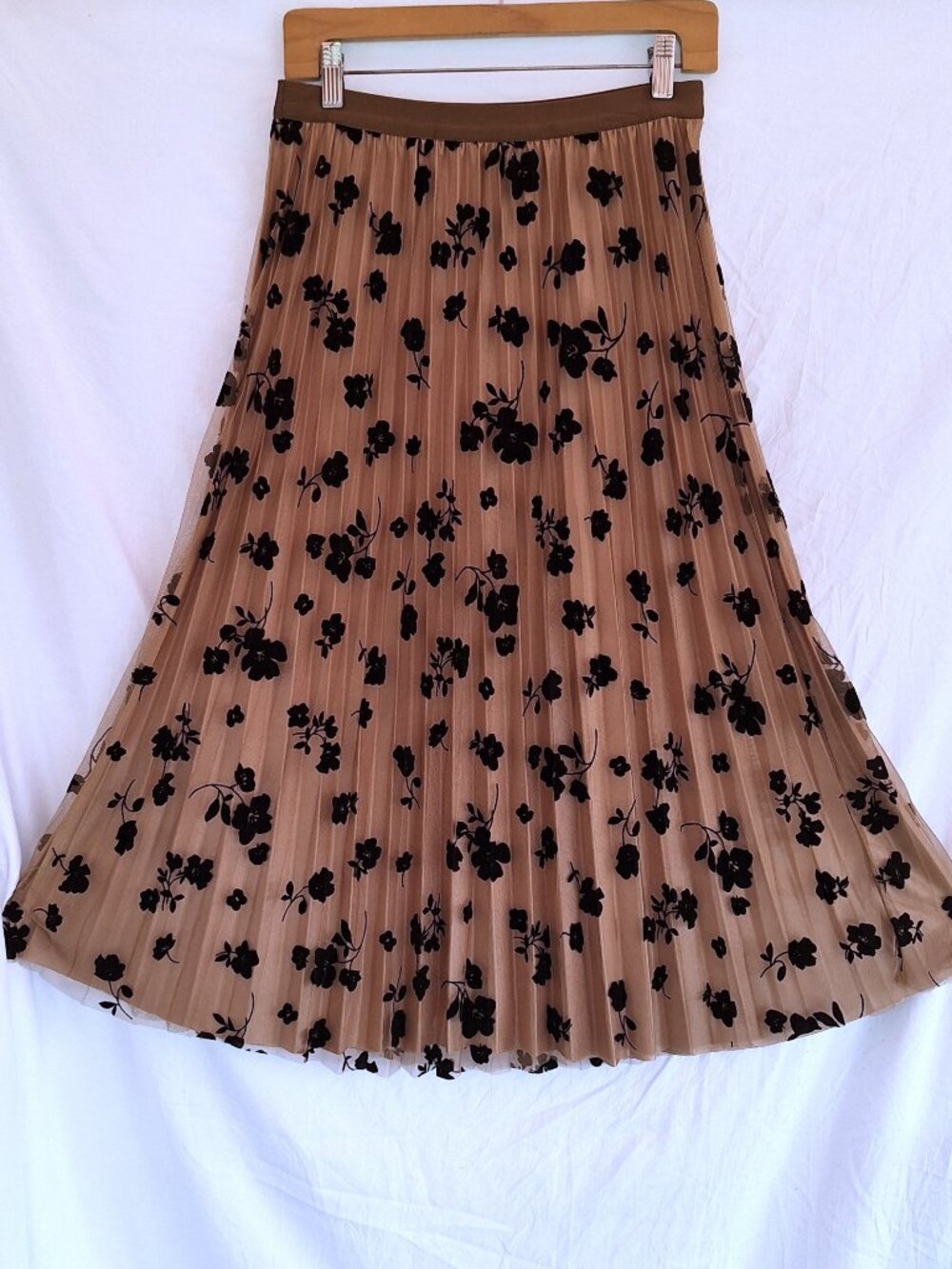 New Mix Black Lace Overlay Pleated Skirt XL Fairy Whimsigoth